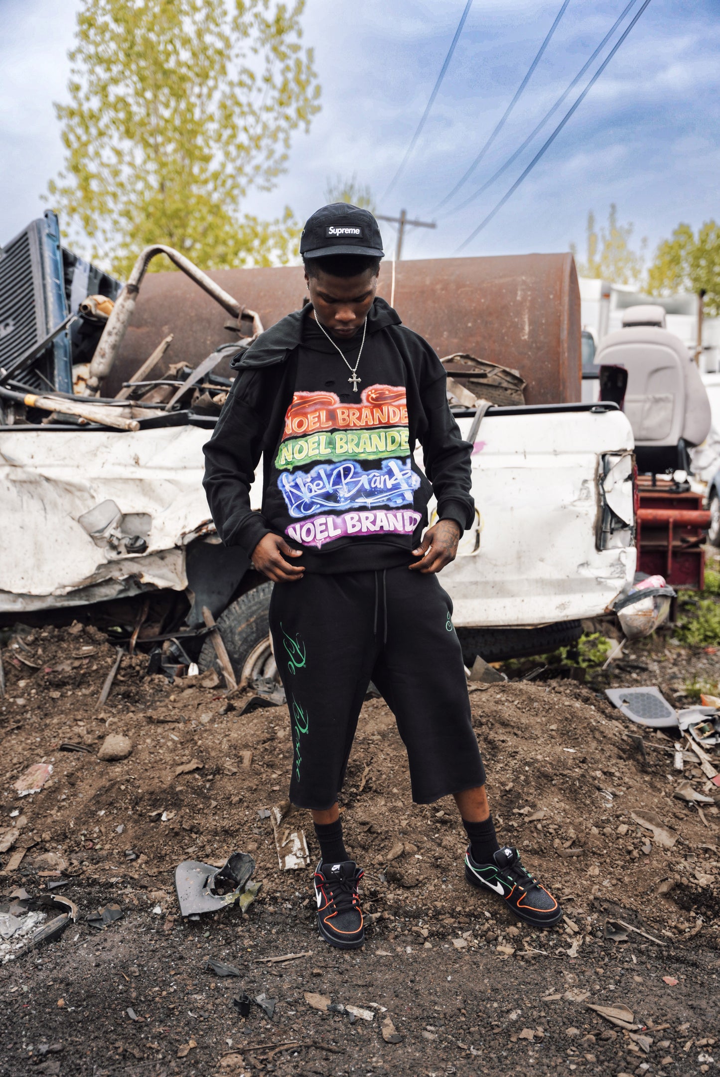 Graffiti Multi Logo Noel Hoodie Black