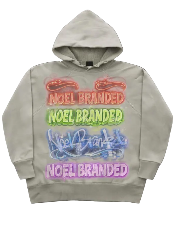 Graffiti Multi Logo Noel Hoodie Grey