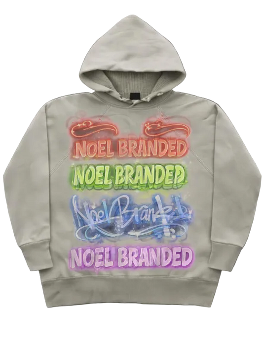 Graffiti Multi Logo Noel Hoodie Grey