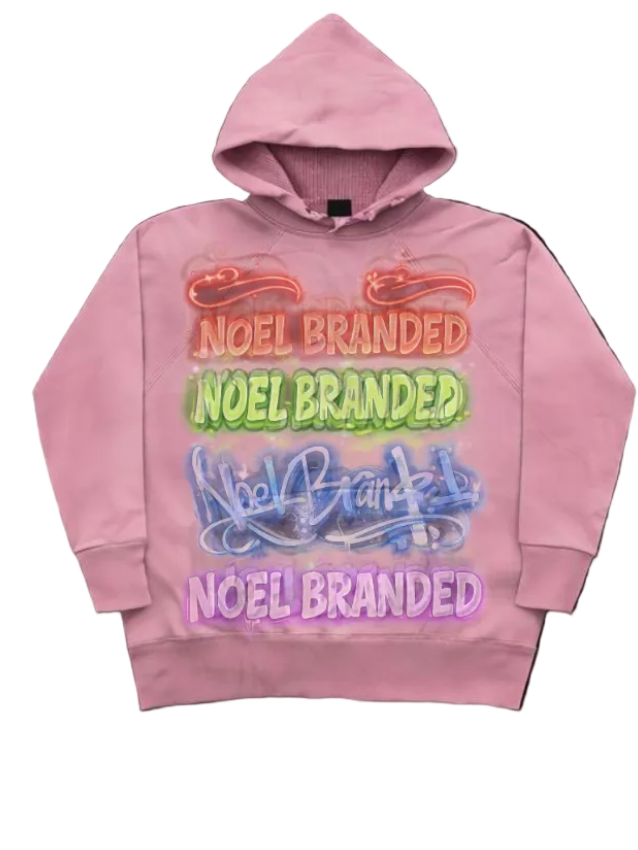 Graffiti Multi Logo Noel Hoodie Pink