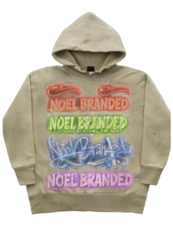 Graffiti Multi Logo Noel Hoodie Olive Green